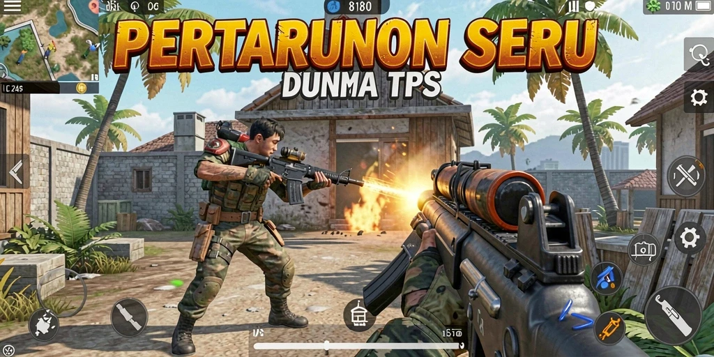 Tampilan screenshot yang menunjukkan aksi intens dalam gameplay TPS.