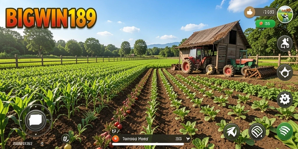 Tampilan gameplay <strong>BIGWIN189</strong> saat bertani dengan grafis menawan.