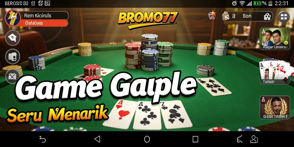 Tampilan gameplay Gaple yang seru di BROMO77.