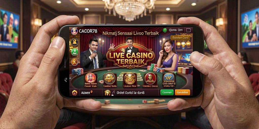 Tampilan utama CACOR78 dengan dealer dan permainan Live Casino.