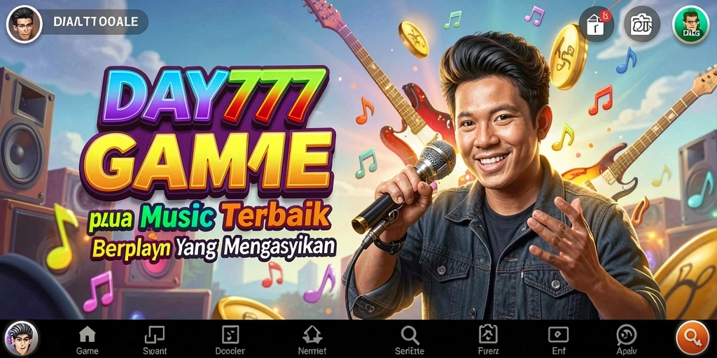 Screenshot DAY777 yang menunjukkan gameplay musik yang seru dan menantang.