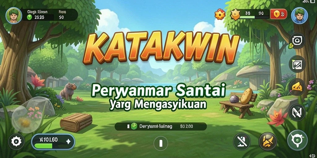 Tampilan seru gameplay KATAKWIN dengan karakter penuh warna.