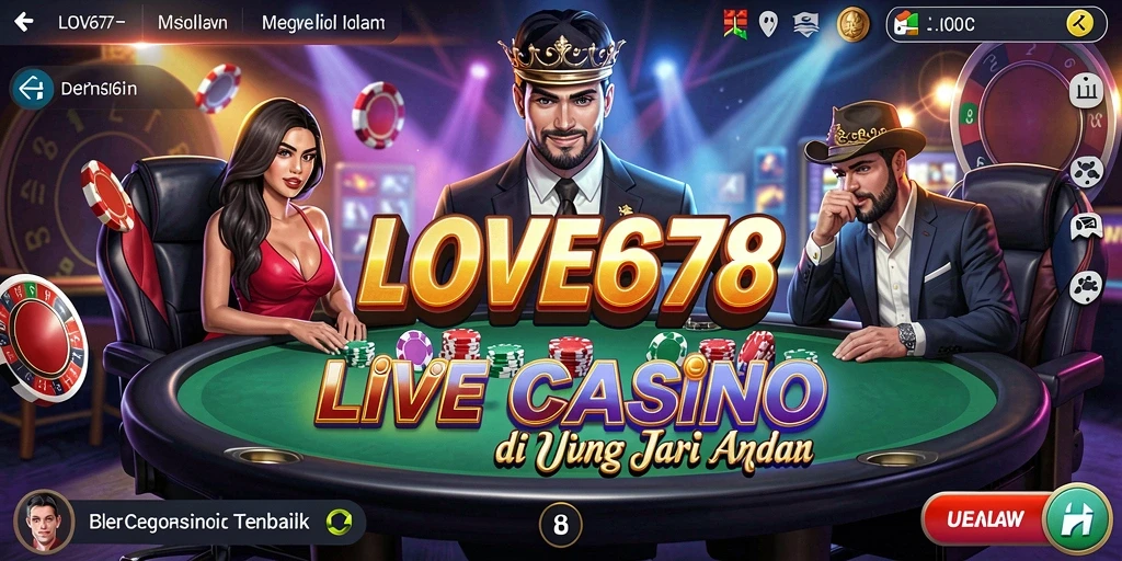 Screenshot gameplay LOVE678 menampilkan dealer langsung dan suasana kasino nyata.