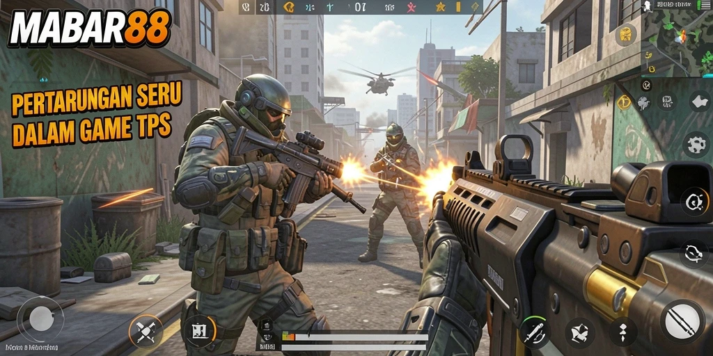 Tangkapan layar MABAR88 menampilkan aksi pertempuran seru dalam gameplay TPS.