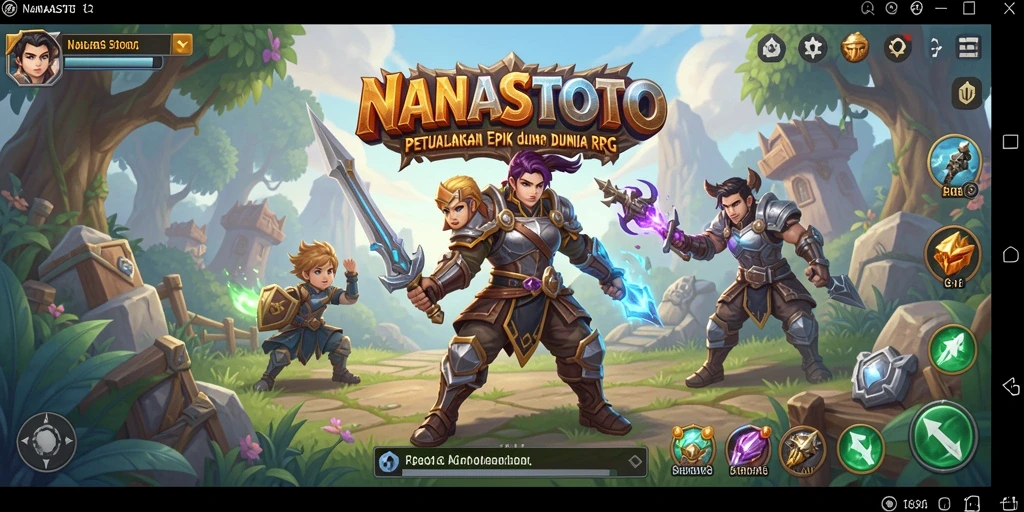 Gameplay RPG NANASTOTO yang menampilkan dunia penuh petualangan.