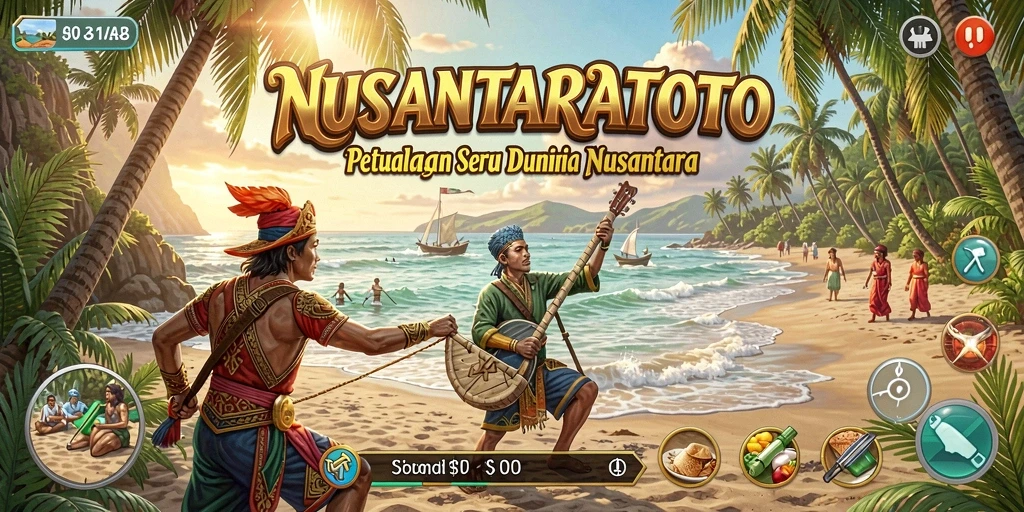 Screenshot utama NUSANTARATOTO menampilkan aksi seru dalam petualangan yang menawan.