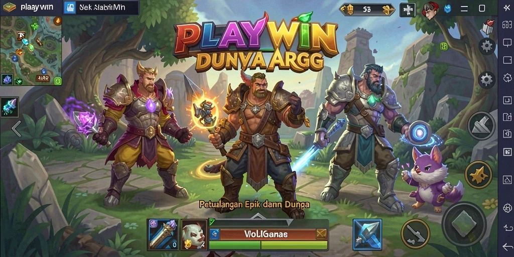 Tampilan gameplay PLAYWIN yang penuh aksi dan petualangan.