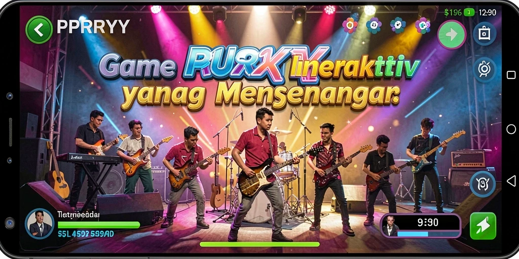 Tampilan gameplay PPRRYY dengan berbagai lagu interaktif.