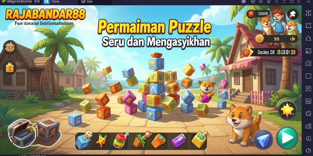 Tampilan gameplay RAJABANDAR88 yang penuh warna dan menarik.