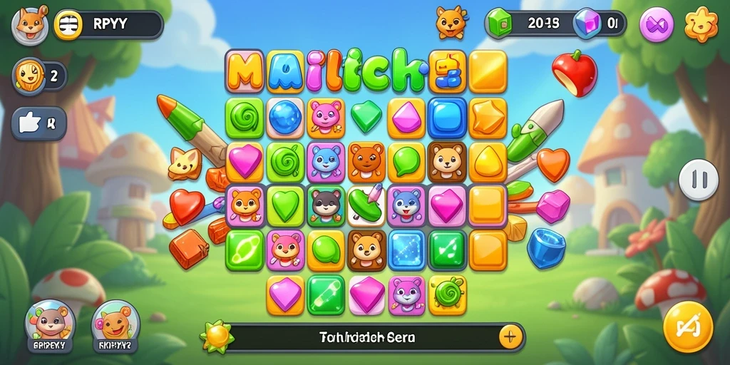 Screenshot gameplay RPYYY menampilkan aksi seru pencocokan elemen.