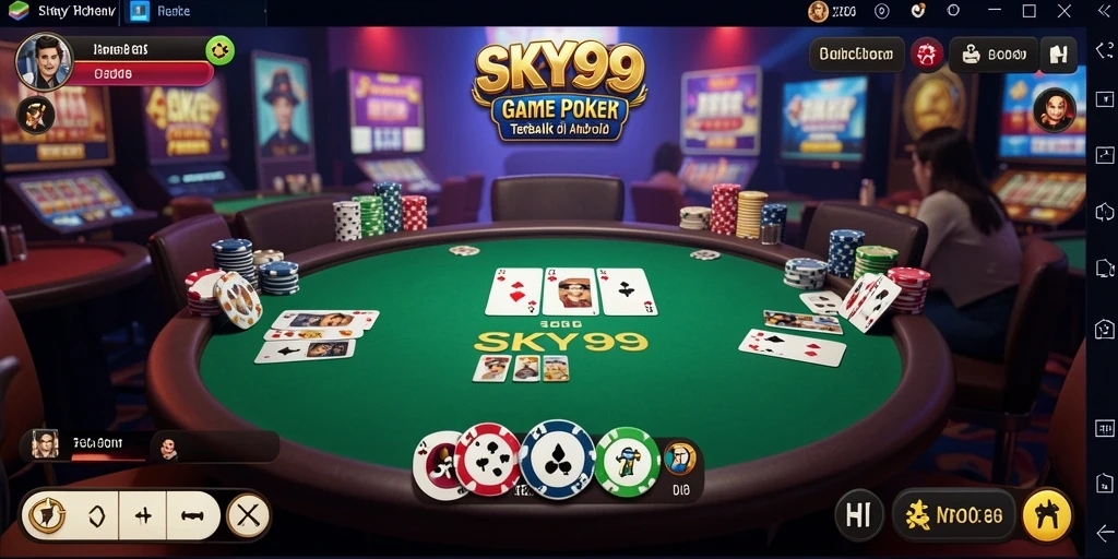 Tangkapan layar utama SKY99 menampilkan aksi seru permainan poker.