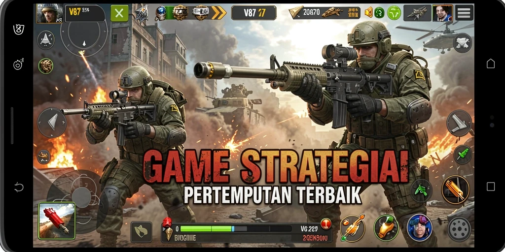 Tampilan gameplay V87 yang menarik dan strategi pertempuran yang mendebarkan.