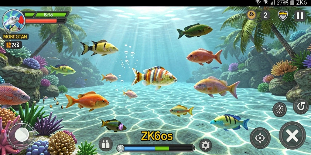 Tampilan dinamis dari gameplay Tembak Ikan yang mengasyikkan.